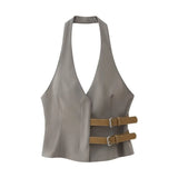 Spring Style With Belt Collar Vest 1255882 Pleated Pants 4391412-Outfit