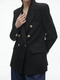 2023Women Spring Summer Blazers Suit Coats Fashion Solid Double Breasted Female Casual Street Elegant Outerwear Clothing-Outfit