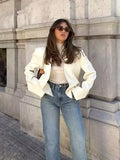2025 Fashion Pocket V-Neck Short Wide Ladies Suit Jacket