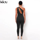 Kliou One Shoulder Sexy Cut Out Rompers Womens Jumpsuit 2021 Streetwear Solid Backless Active Wear Skinny Slim Jumpsuits