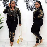 Piece Set Africa Clothing African Dresses for Women Dashiki Diamonds Two Piece Set Bra +Top+ Pants Famous Suit African Clothes-Outfit