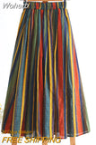 Spring Summer Women High-waisted Vertical Striped Skirts Women Chiffon Midi A-line Skirt With Big Swing QT1718-Outfit