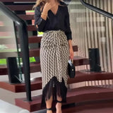 Woherb 2024 New Solid Color Temperament Shirt Jacket High-Waisted Skirt Two Sets Of Women-Outfit