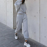 Piece Set Casual Fleece Tracksuit Women Winter 2021 Women's Sets Oversized Hooded Long Sleeve Hoodie Sport Pants Lady