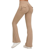 Woherb Peach Lift Hip Yoga Bell Pants Fitness Exercise Wide Leg Micro Pants High Waist Quick Dry-Outfit