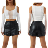 2000s Sexy Off Shoulder Crop Top Women Fashion Fishnet Long Sleeve Hollow Out Sexy Tees E-girl Grunge Tshirts Clubwear-Outfit