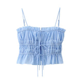 Spring Style Bow Tie Slim Poplin Halter Top 3067055-Outfit