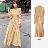2021 Spring Chic Korea Fenimine Vestidos Women Fashion Bohemian Style Holiday Date Girls Floral Print Chiffon Long Maxi