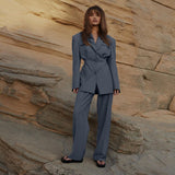 Woherb Women's Wear 2024 Spring High Collar Waist Suit Jacket Casual Pants Design Sense Suit Suit-Outfit