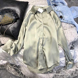 Silk Shirt Vintage Blouse Women Spring 2023 Womens Clothing Sheer Top Woman Overshirt Women Longsleeve Dress Shirt-Outfit