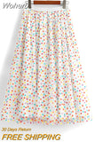 Polka Dot Printed High Waist A-Line Mesh Skirts Women Elegant Y2K Mid Length Tulle Skirt QT1757-Outfit