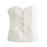 Women's Clothing 2025 Summer Pocket Ornaments Bare Backsed Slings Waistcoat Women