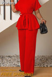 Two Piece Set Women Tracksuit Summer Clothes African Dresses for Women Casual Party Bandage Blouse Wide Leg Pants Suit Outfits-Outfit