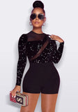 Sequins Upper Long Sleeve Sexy
