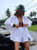 Open-Shirt Shorts Set 2025 Spring And Summer Wear Simple Solid Color Casual