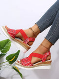 Women's Wedges Sandals Peep Toe Ladies Cross-tied Slides Thick Bottom Fashion Open Toe Female New Woman Shoes Plus Size