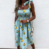 New Off Shoulder Draped Sling Party Dress Women Spring Polka Dot Print A-Line Dress Summer Tie-up Bow Sleeveless Beach
