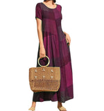 Woherb 2023 New Vintage Loose Waist Pocket Dress Casual Plaid Print Patchwork Women's Dress-Outfit