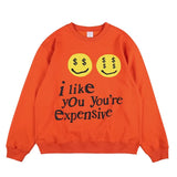 Street Smiley Letter Foam Kanye Hoodies Oversize O Neck Terry Casual Sweatshirt Mens Harajuku Baggy Casual