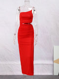 Diagonal Collar Sleeveless Robe Slim Off Shoulder Spaghetti Strap Dresses Summer Fashion Chic Female Party Club Vestidos-Outfit
