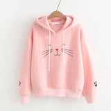 Hoodies Autumn Winter Top Cat Printing Shirt Long Sleeve Hooded Pullover Hoodies Sweatshirt Casual Loose Women Hoodie
