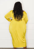 Plus Size V-neck Long SLeeve Ruched Irregular Party