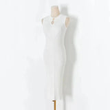 New Vintage High-Grade Ice-Sensitive Silk Sleeveless Slim And Medium-Length Knitted Dress With Bottomed Underwear-Outfit