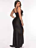 Formal Strap Sleeveless Solid Silt Evening