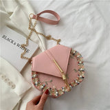 Chain Tassel Women's Bag Summer PU Leather Shoulder Bag Fashion Pearl Lace Crossbody Bags for Womn 2022 Luxury Design