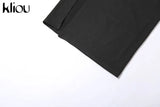 Kliou Halter Mesh Maxi Dress Women Wrapped Chest Asymmetrical Side Spilt Vestido Lady Girl Sexy Elegant Robe Party