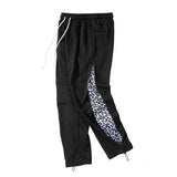 Street Side Button Cashew Print Suede Baggy Pants Mens Drawstring Straight Loose Casual Pants Hip Hop Oversize