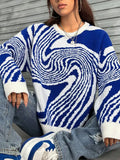 Vintage Ripple Round Collar Collar Sweater Fashion Design Lazy Knitted