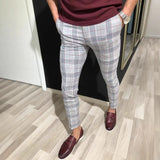 New Men's Casual Dating Men's Lattice Solid Nine-Point