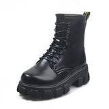 Botas Women Motorcycle Ankle Boots Wedges Female Lace Up Platforms Spring Black Leather Oxford Shoes Woman 2021 Botas