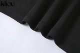 Kliou Side Tassel Women Skirt Elegant Unique Robe Straight Skinny Hight Waist Stretchy Hot Streetwear Style Female