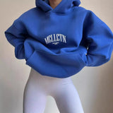 Women's Casual Fashion Letter Prints With Long-Sleeved Hooded Hoodie