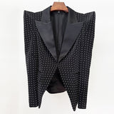 Early Spring New Personality Shrugging Point Suit Jacket Heavy Industry Pearl Nail Beads Half