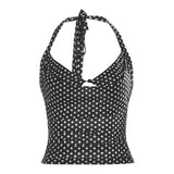 Summer New Women's Sexy Hanging Neck Tie Bare Back Hollow Perspective Slim Slim