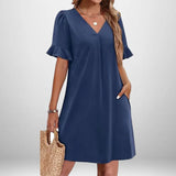 Women's Casual Pure Color Lotus Leaf Side Shorts Shirt Fashion Set Women's