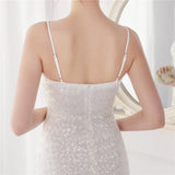 Formal Sequins Strap Slit Mermaid Evening