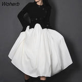 Vintage Victorian Skirt Women Solid Patchwork Ruffles Y2k Long Skirt Female Casual High Street Mesh Korean Party Clothes-Outfit