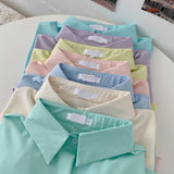 Spring Summer 2023 Women Fashion Tunic Chemise Oversize Femme Macaron Shirt for Women Office Blouse Korean Style Women-Outfit