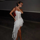 Summer New Women's Sexy Hanging Neck T-Shirt With Printed Perspective To Repair The Fork