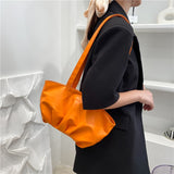 Casual Simple Women's Totes Shoulder Bag Art Small Fresh Shopping Bag PU Leather Solid Color Exposure Handbags for Women