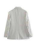 2023 Women Spring Pant Suits 2-Pieces Sets Casual Striped Blazers Coats and Trousers Female Elegant OL Two Clothing-Outfit