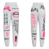 Hip Hop Personalized Sweatpants Elastic Waist Creative Letter Pattern Fancy Pants Y2K Women 2021 New Loose Long
