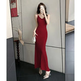 Elegant Knitted Dress With An Elegant Knit Dress And A Slim Woman With A Thin Hook Flower Hollowed-Out Hip Back Skirt-Outfit