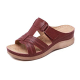 Summer Women Premium Orthopedic Open Toe Sandals Vintage Anti-slip Breathable Leather Casual Female Platform Retro