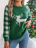 Shooting 2025 Autumn And Winter Casual Lattice Deer Long Sleeve Jacket Sweater Christmas Women's