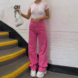 printed washed casual loose trousers low waist pleated jeans women European style autumn and winter 2021 new women